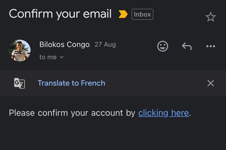 Validation de l'adresse email